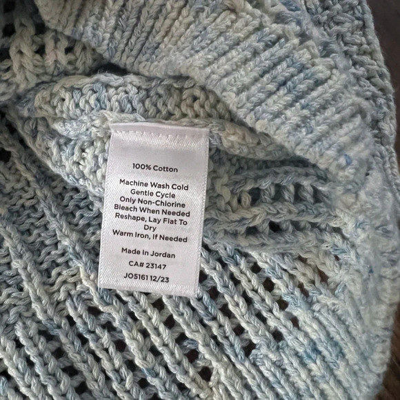 Talbots Open Stitch Sailor Collar Sweater Cotton Beachy Coastal Grandma Medium - Picture 6 of 8